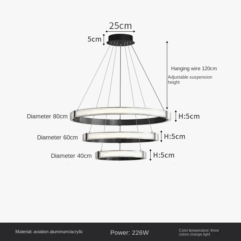 suspension circulaire de luxe postmoderne pour décoration intérieure élégante