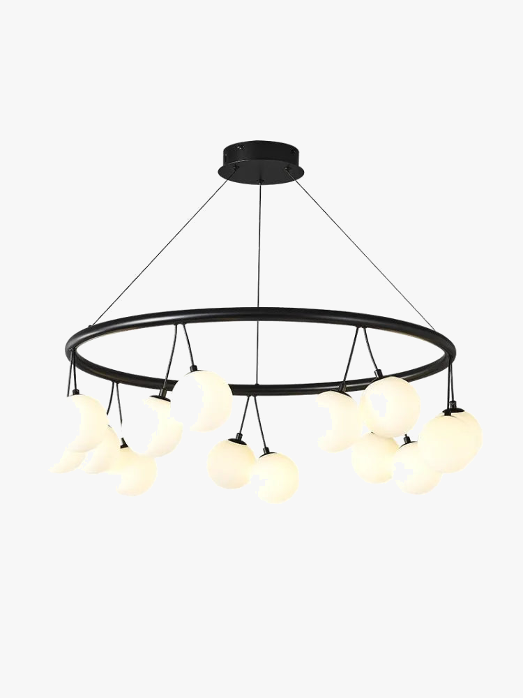 suspension circulaire design en verre pour intérieur moderne