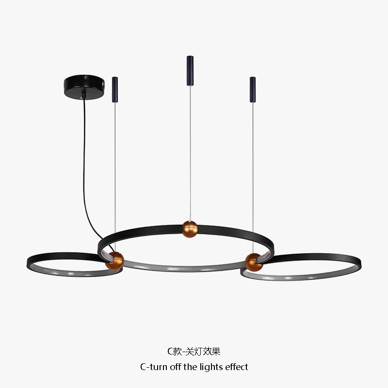 suspension circulaire design à trois lumières en led