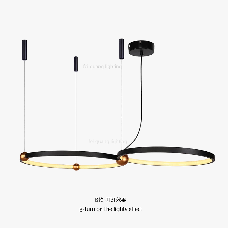 suspension circulaire design à trois lumières en led