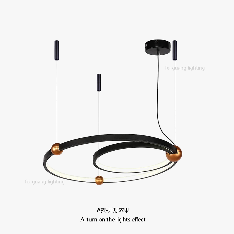 suspension circulaire design à trois lumières en led