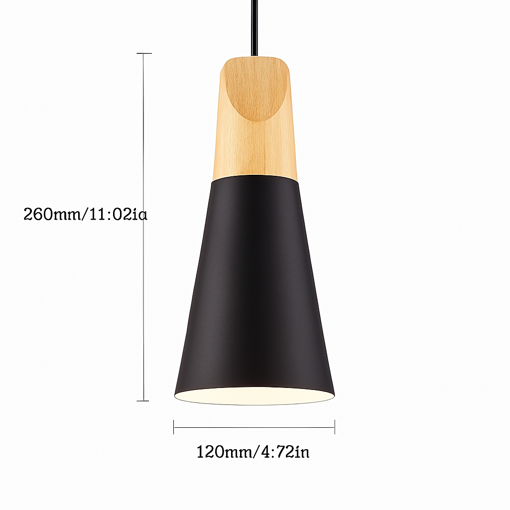 Suspension conique en bois (plusieurs couleurs)