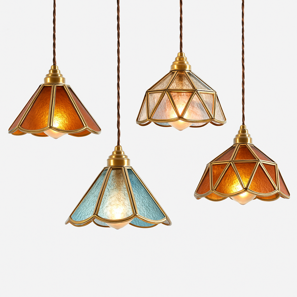 suspension conique en verre Style japonais Vintage