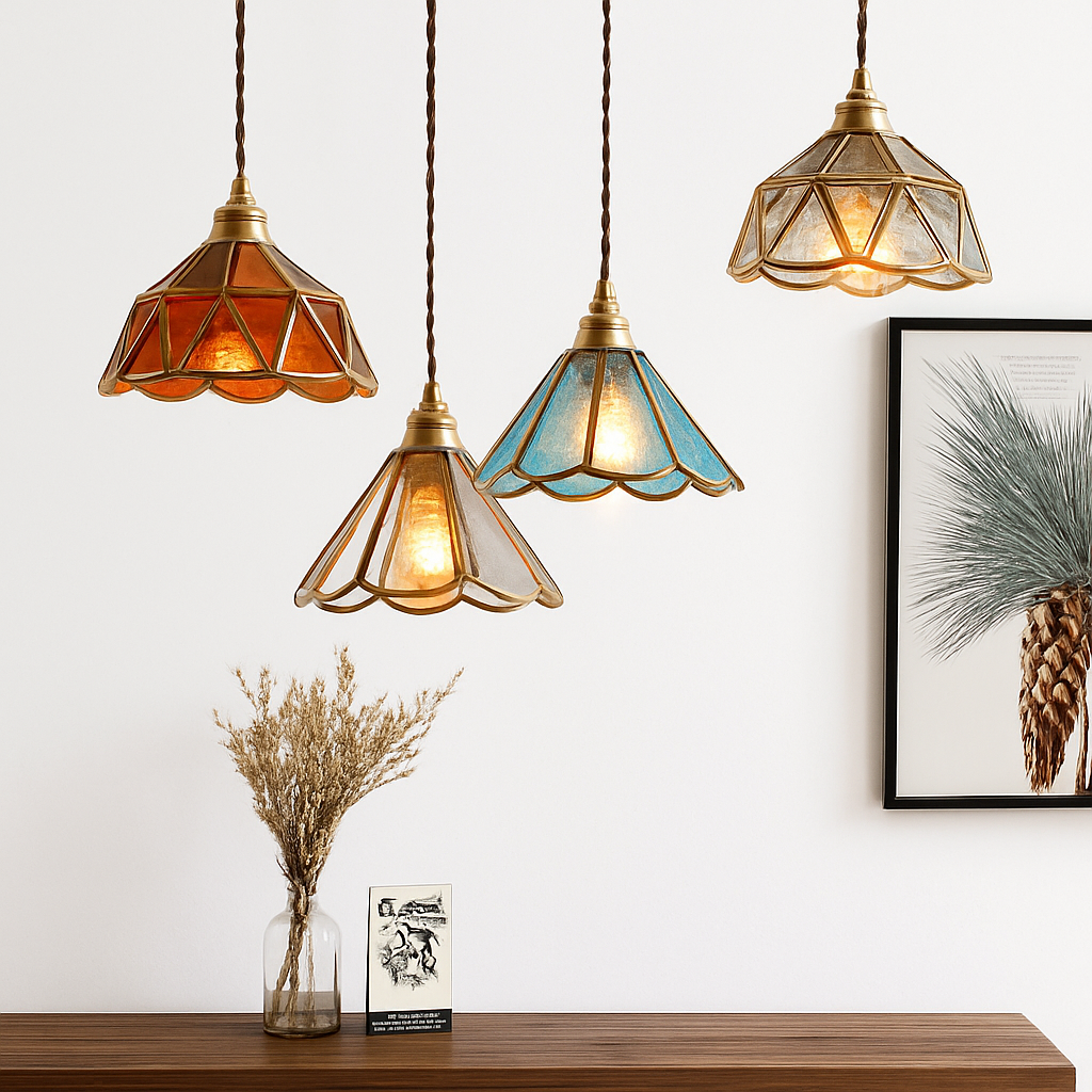 suspension conique en verre Style japonais Vintage