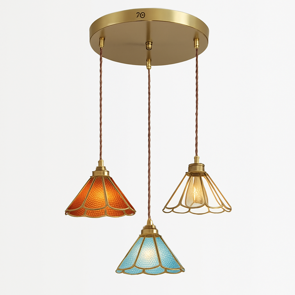 suspension conique en verre Style japonais Vintage