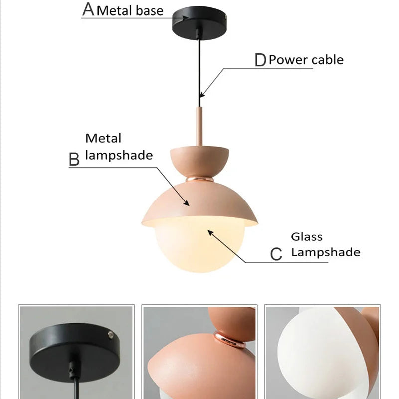 suspension créative avec abat-jour en verre et long câble