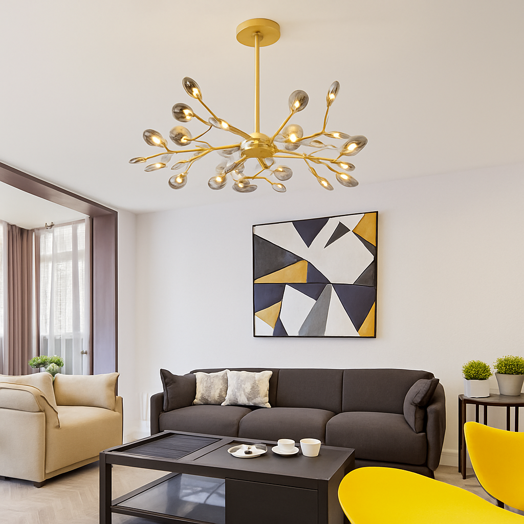 suspension créative en forme de branche luciole romantique pour déco