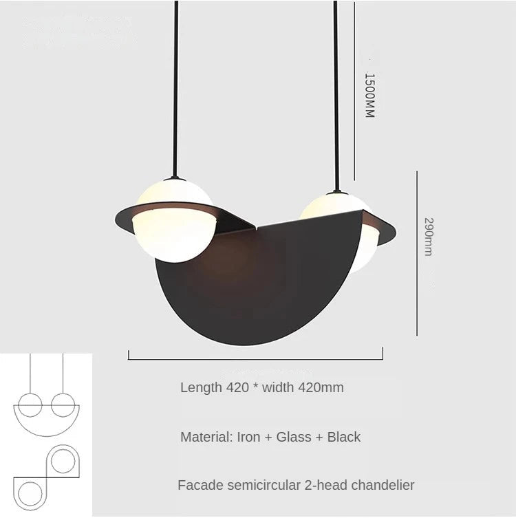 suspension créative minimaliste à géométrie pour espaces commerciaux