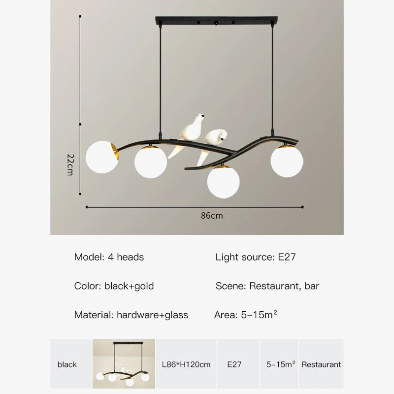 suspension créative moderne à 4 têtes pour éclairage luxe