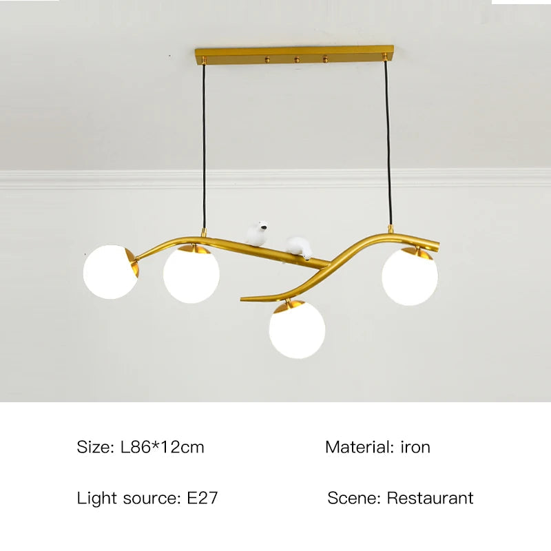 suspension créative moderne à 4 têtes pour éclairage luxe
