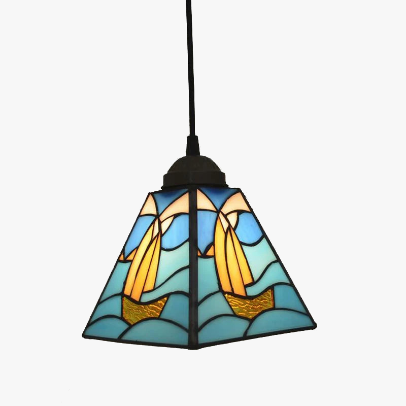 suspension créative voilier tiffany décoration intérieure méditerranéenne