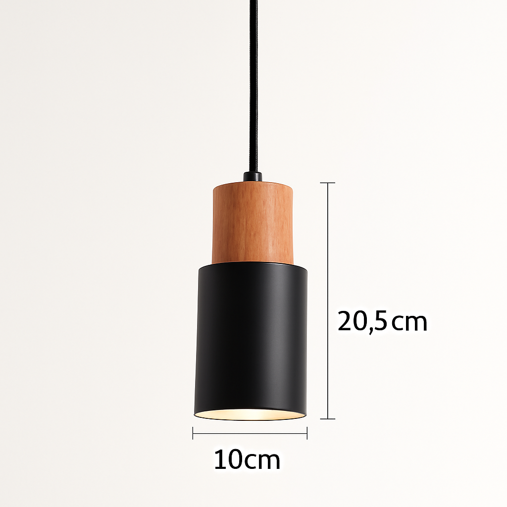 Suspension cylindrique en bois et métal de couleur Wood