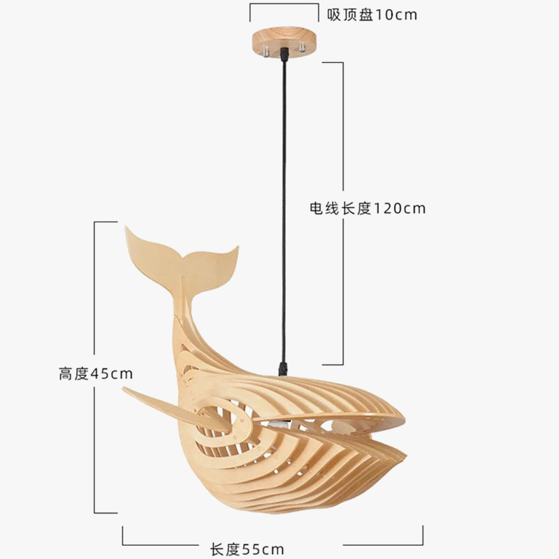 Suspension d'art en bois moderne lampe en bois de baleine