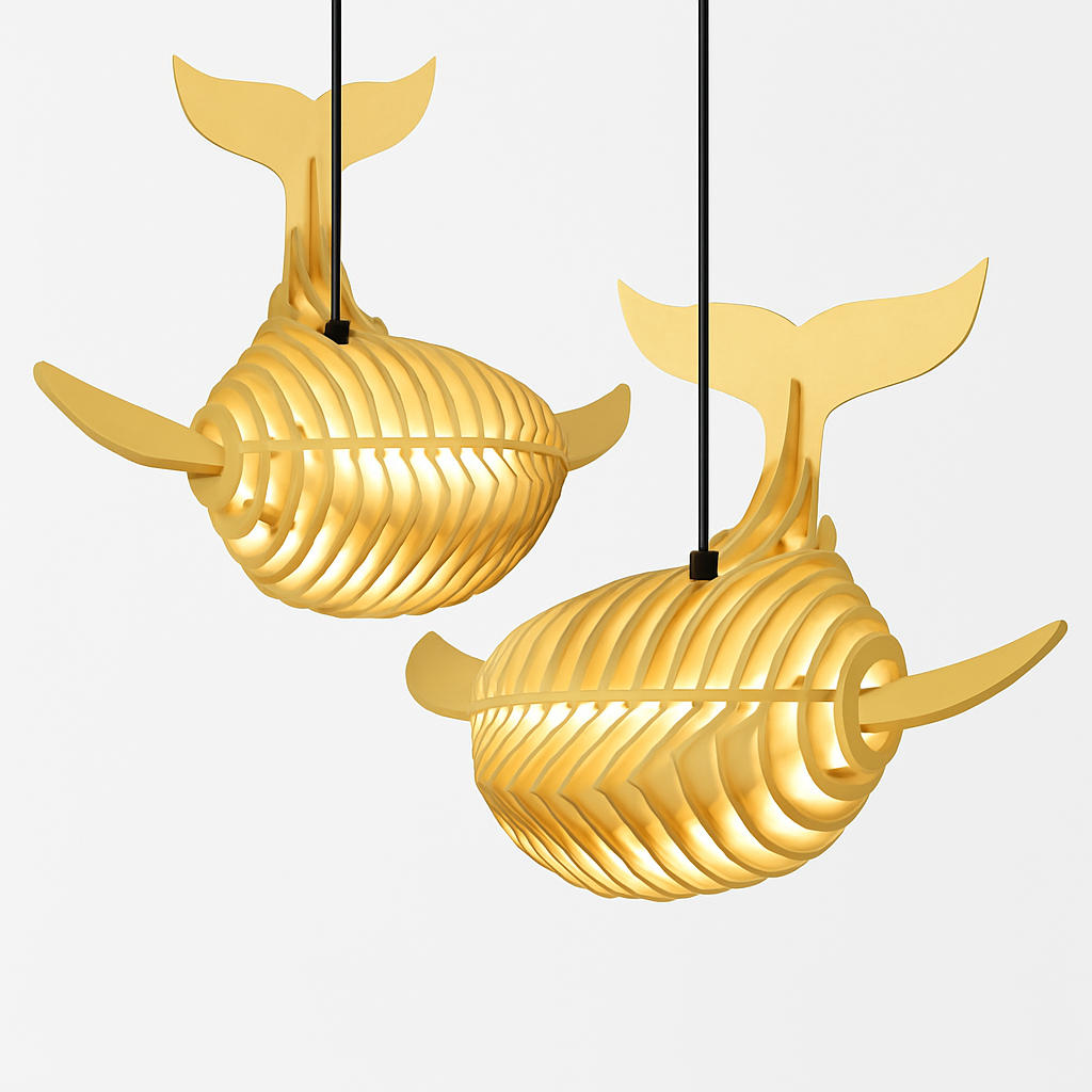 suspension d'art moderne en bois forme baleine pour restaurant