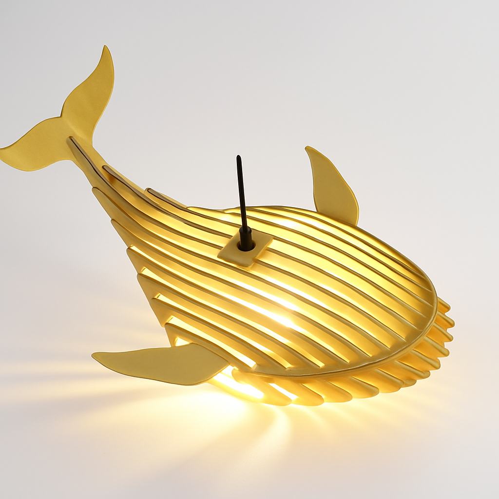 suspension d'art moderne en bois forme baleine pour restaurant