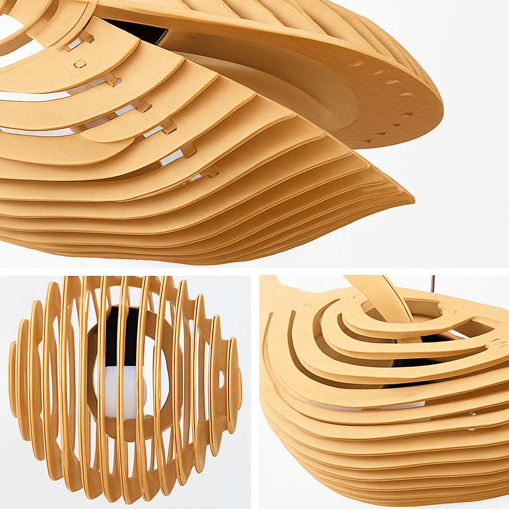 suspension d'art moderne en bois forme baleine pour restaurant