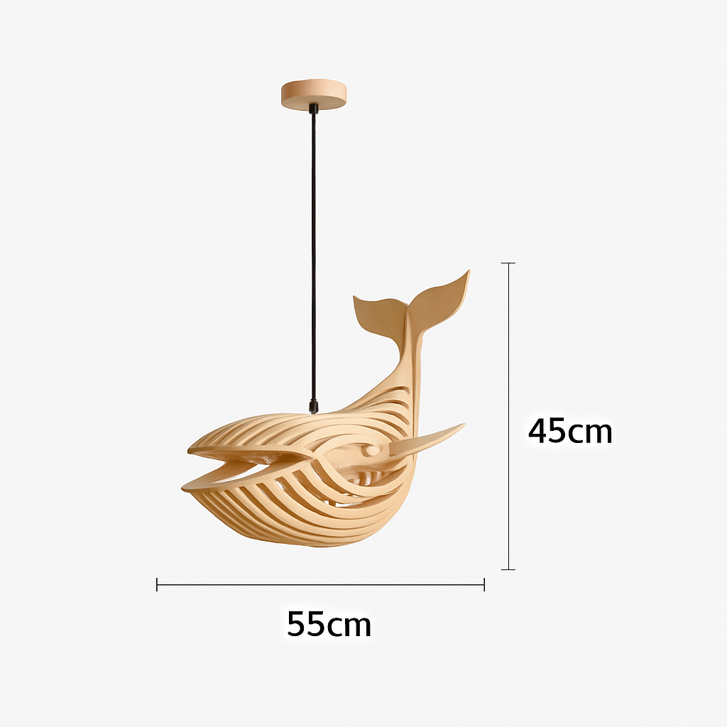 suspension d'art moderne en bois forme baleine pour restaurant