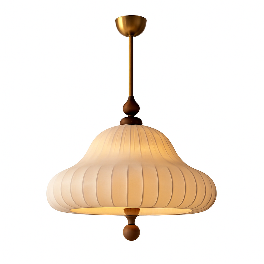 suspension décorative vintage wabi-sabi en bois et tissu zen
