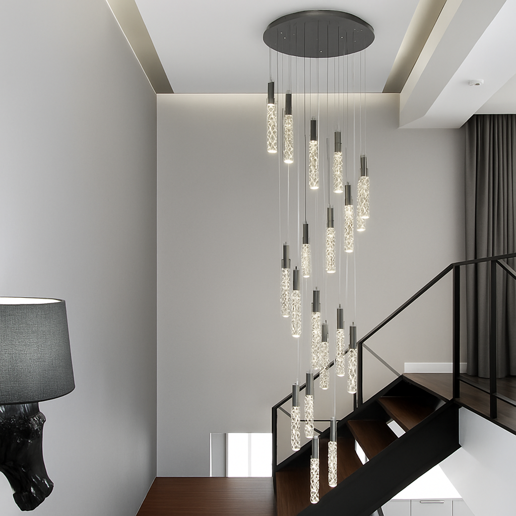 Suspension d'escalier en cristal
