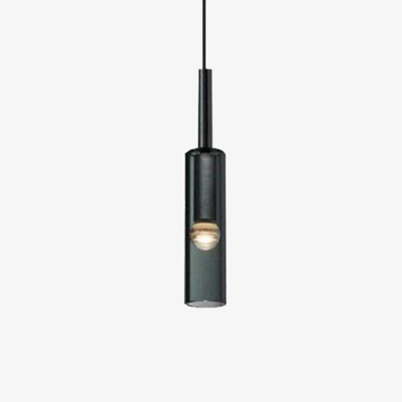 Suspension design à LED cylindrique en verre cristal Fly