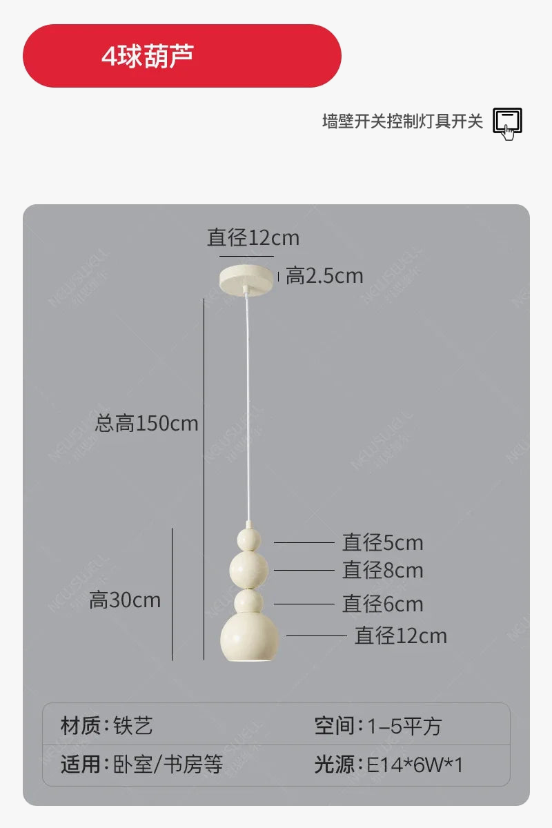 suspension design bauhaus en forme de gourde pour éclairage intérieur