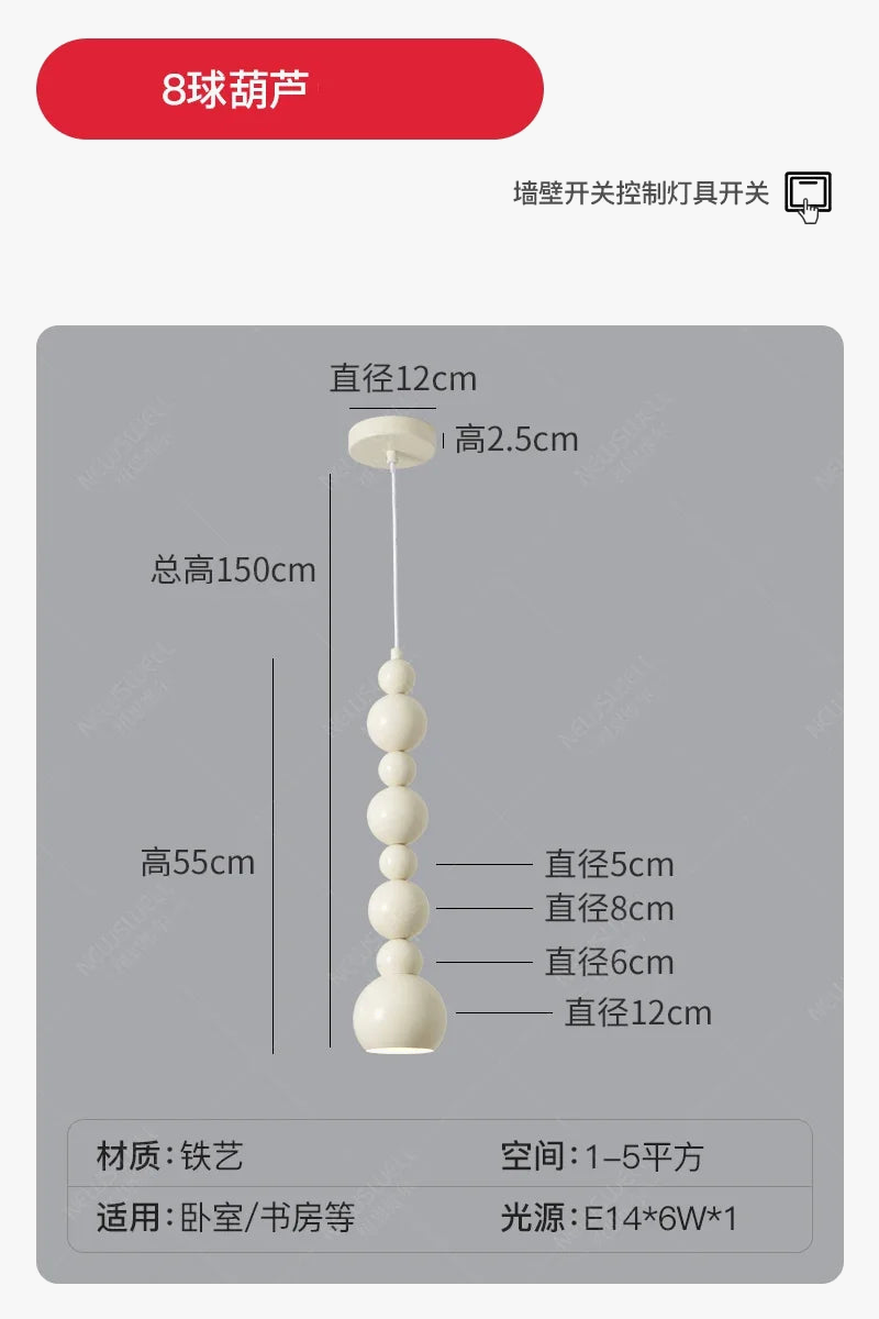 suspension design bauhaus en forme de gourde pour éclairage intérieur