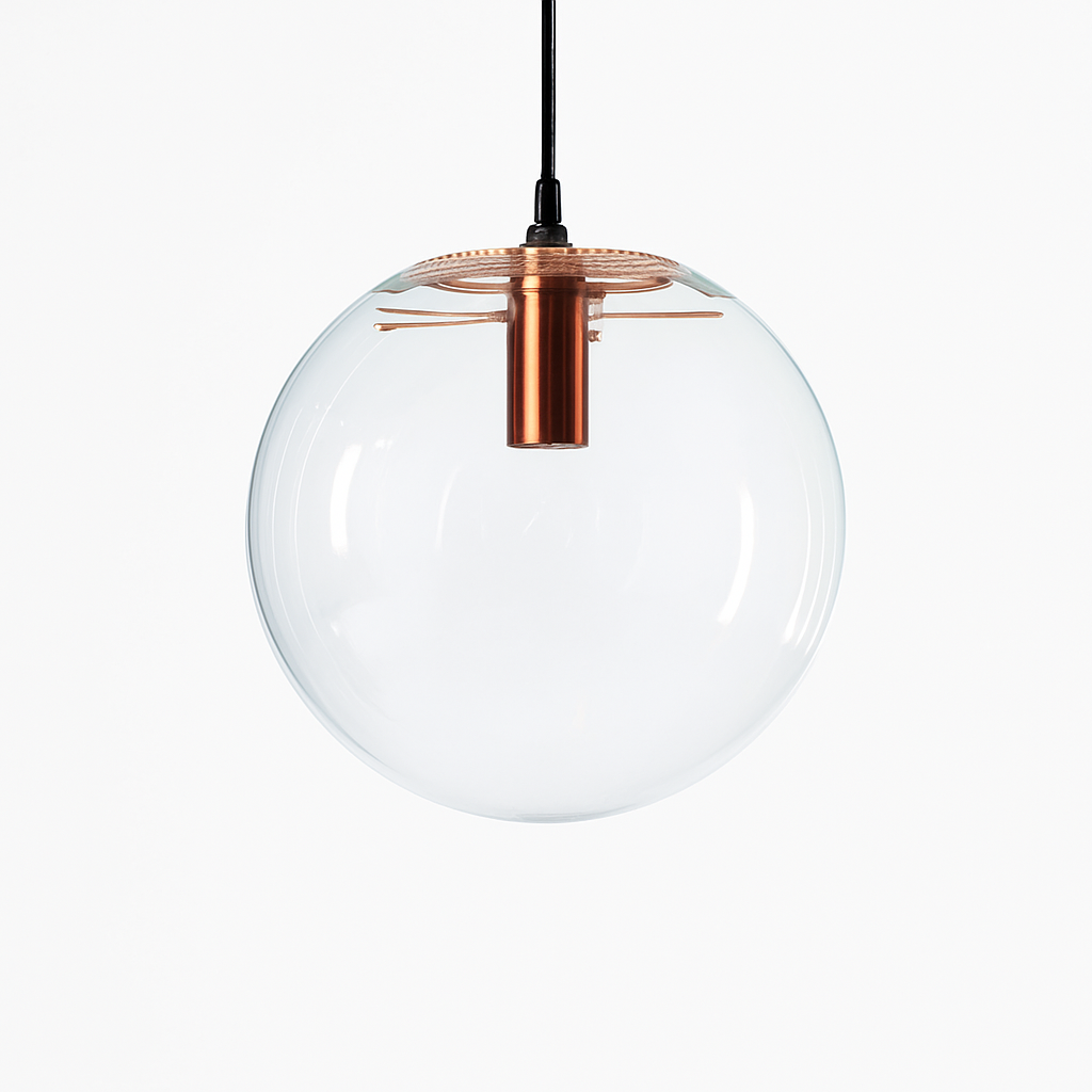 Suspension design boule en verre (noir ou rose gold)