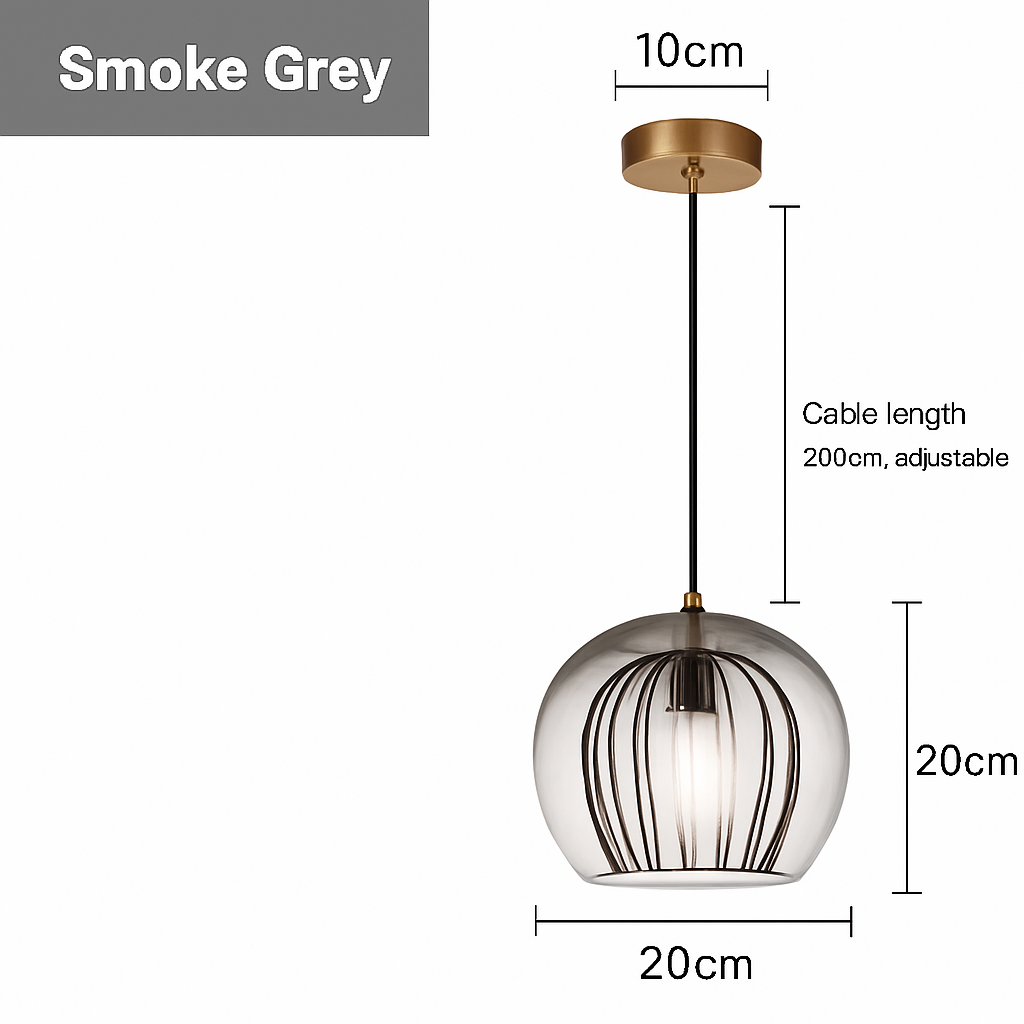 Suspension design boule nordique moderne en verre créative