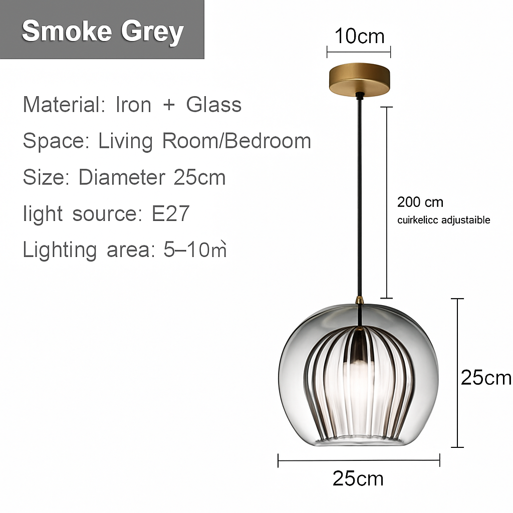 Suspension design boule nordique moderne en verre créative