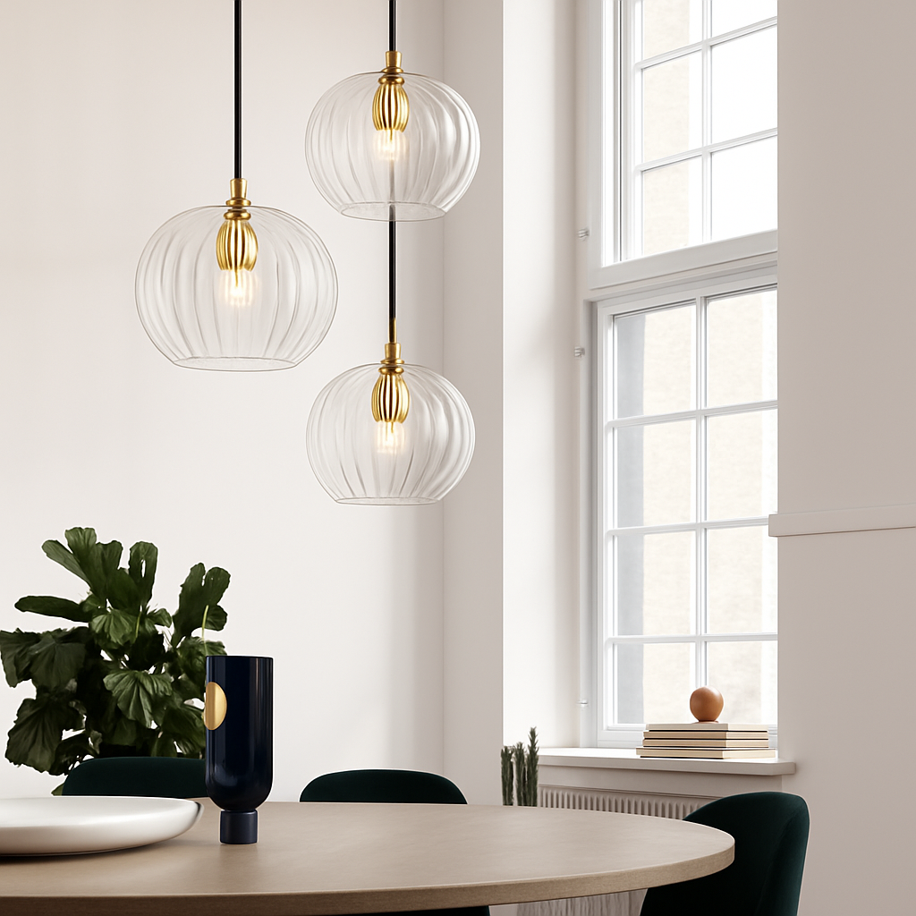 Suspension design boule nordique moderne en verre créative