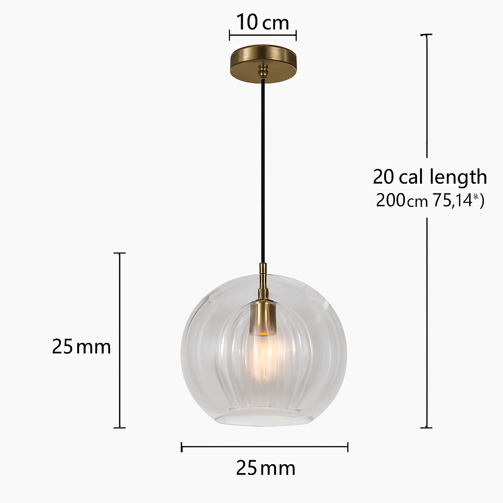Suspension design boule nordique moderne en verre créative