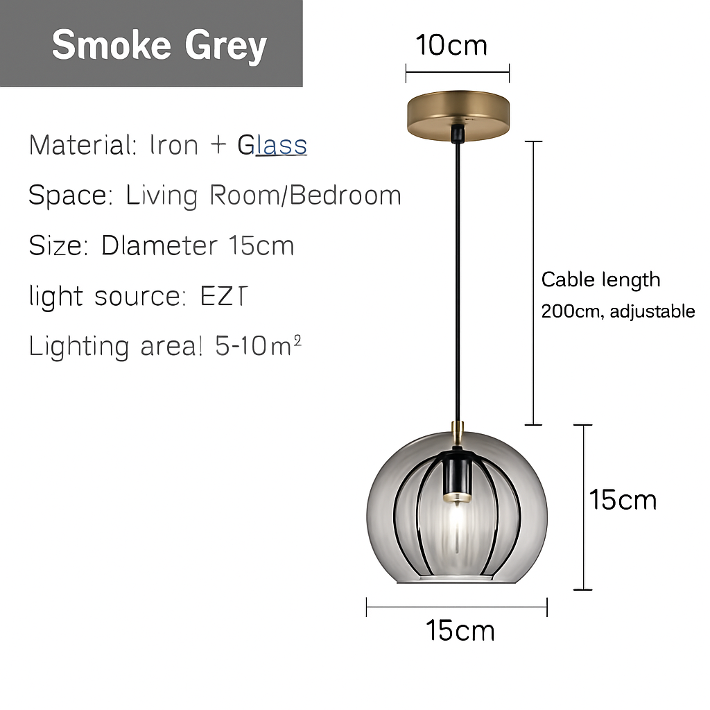 Suspension design boule nordique moderne en verre créative