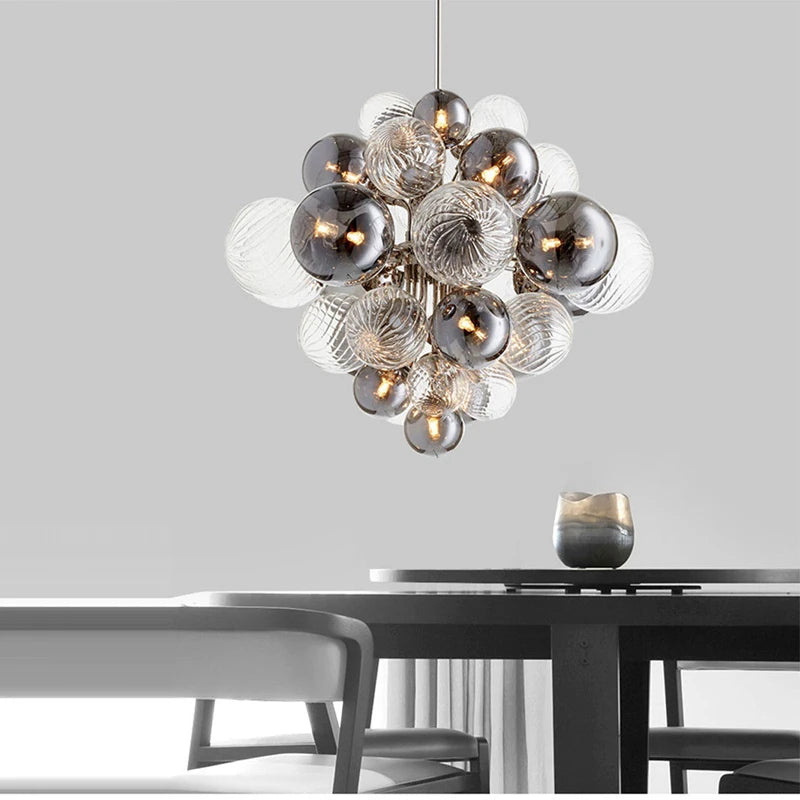 suspension design à bulles de verre moderne avec led