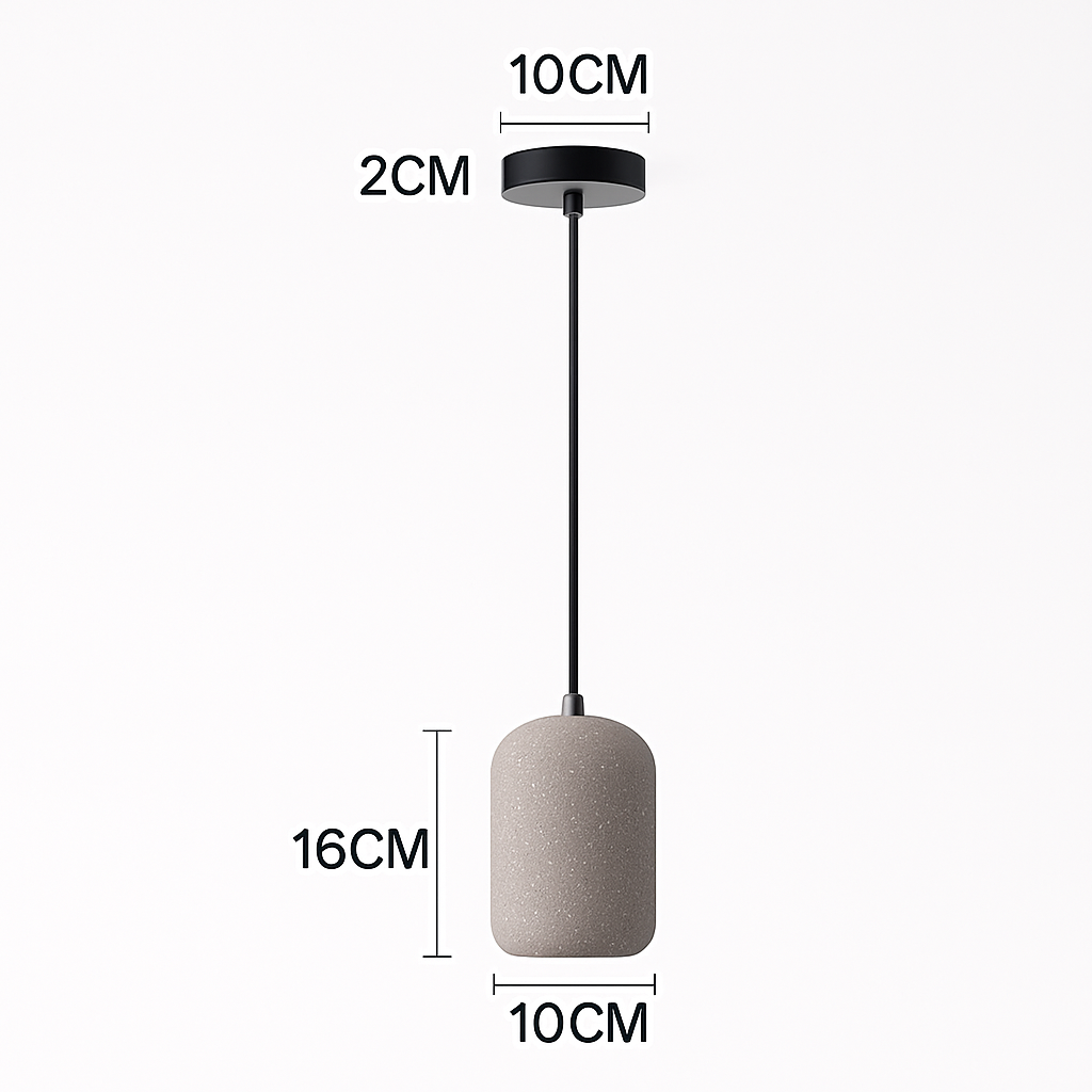Suspension design cylindrique en ciment façon terrazzo LED