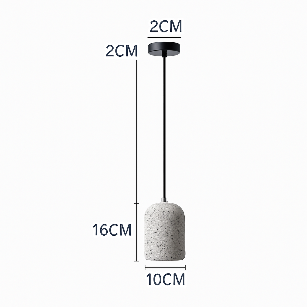 Suspension design cylindrique en ciment façon terrazzo LED