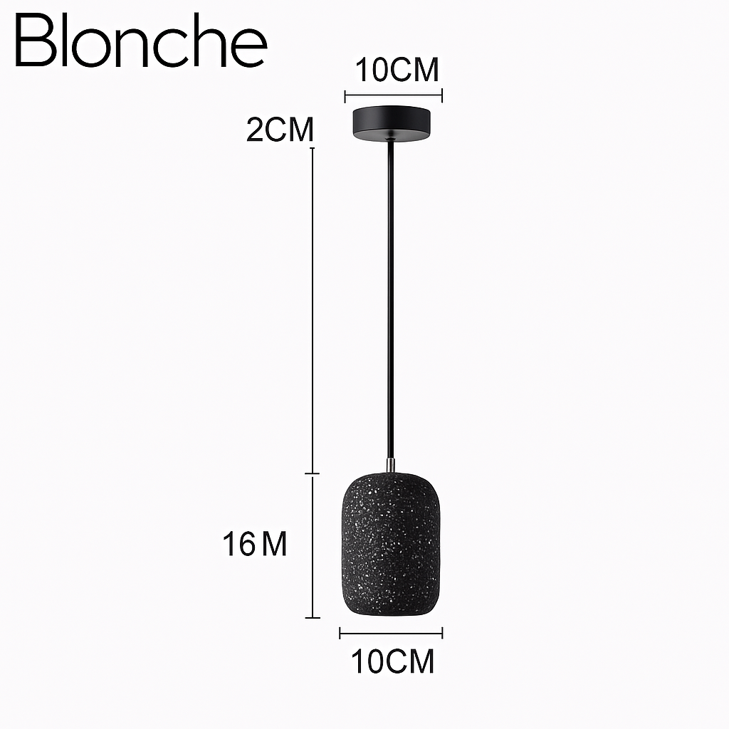 Suspension design cylindrique en ciment façon terrazzo LED