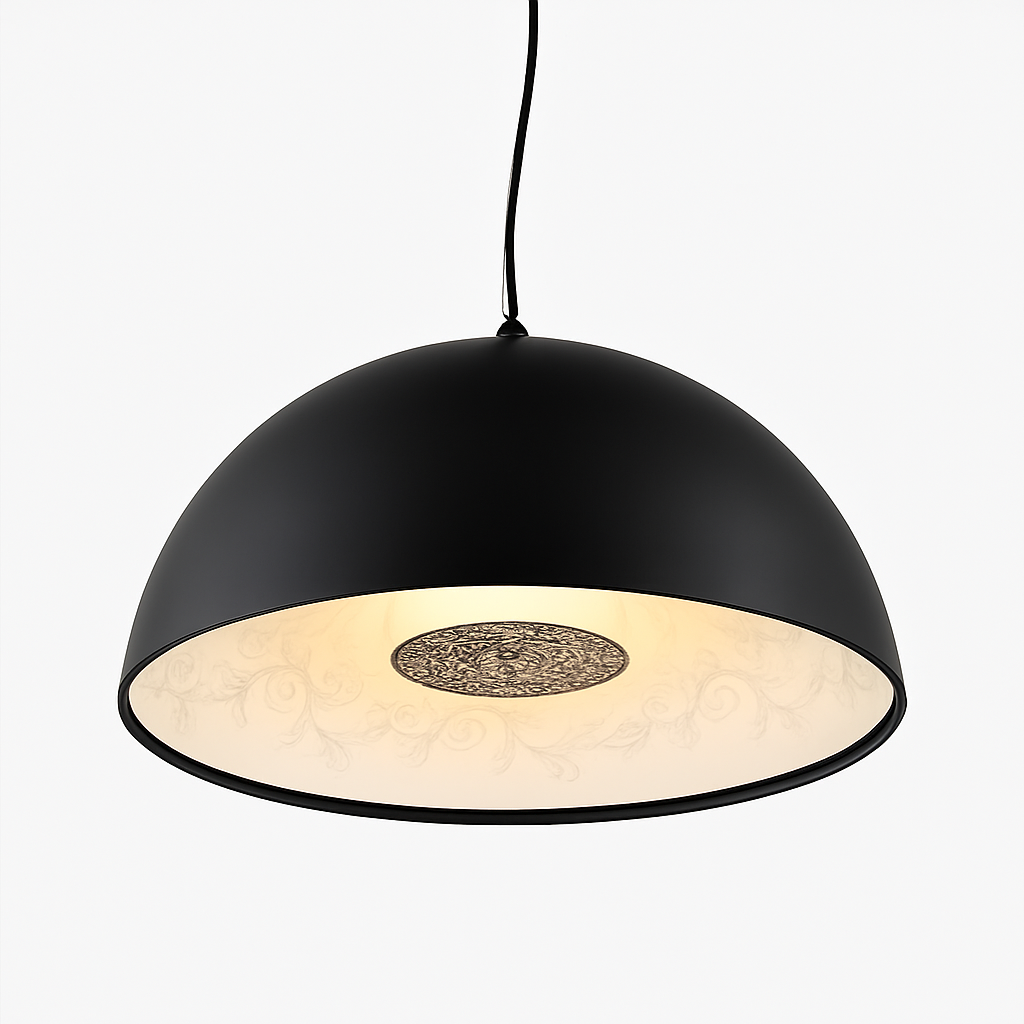 Suspension design demi sphère avec gravure fleurie intérieur