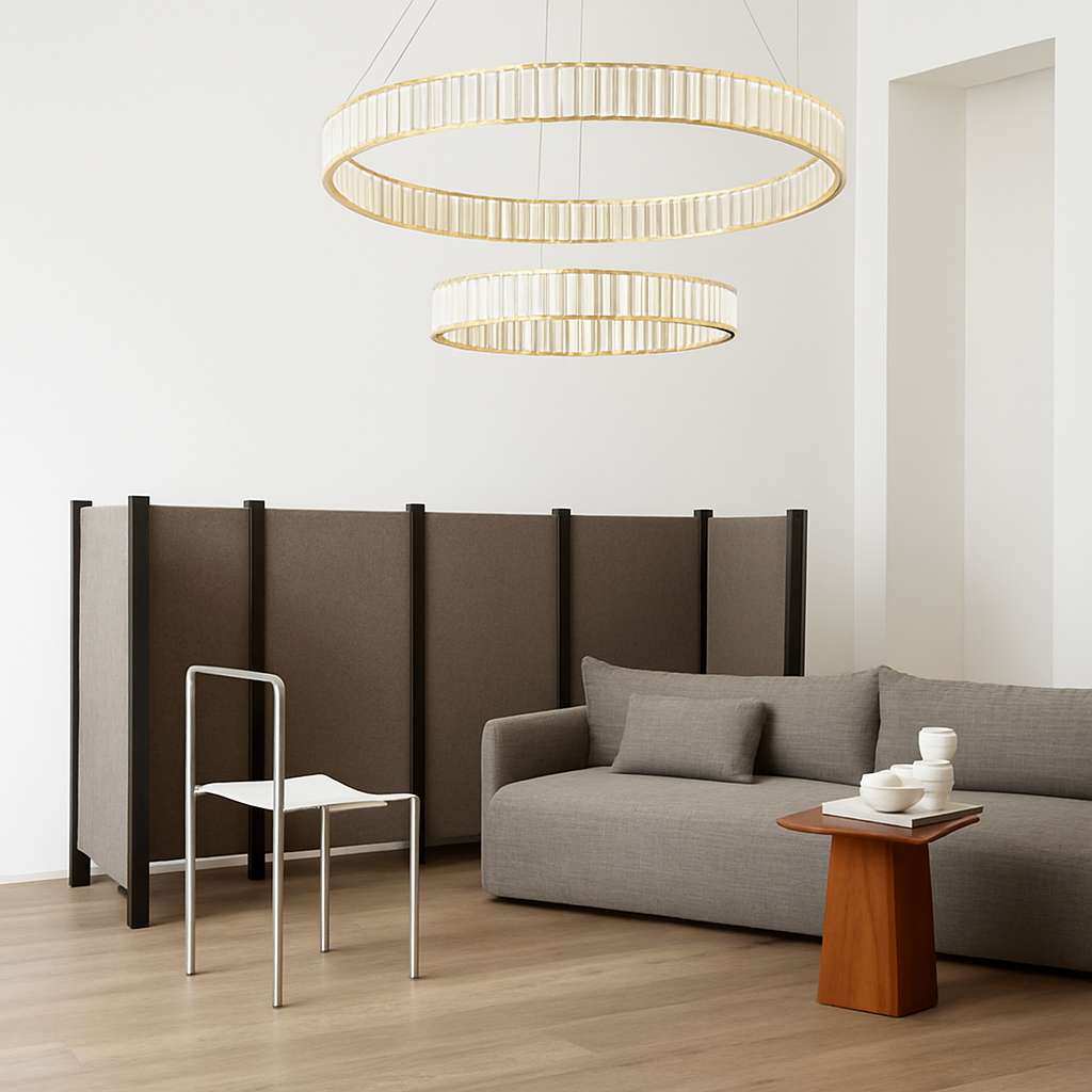 Suspension design dorée LED avec anneau en verre Luxury