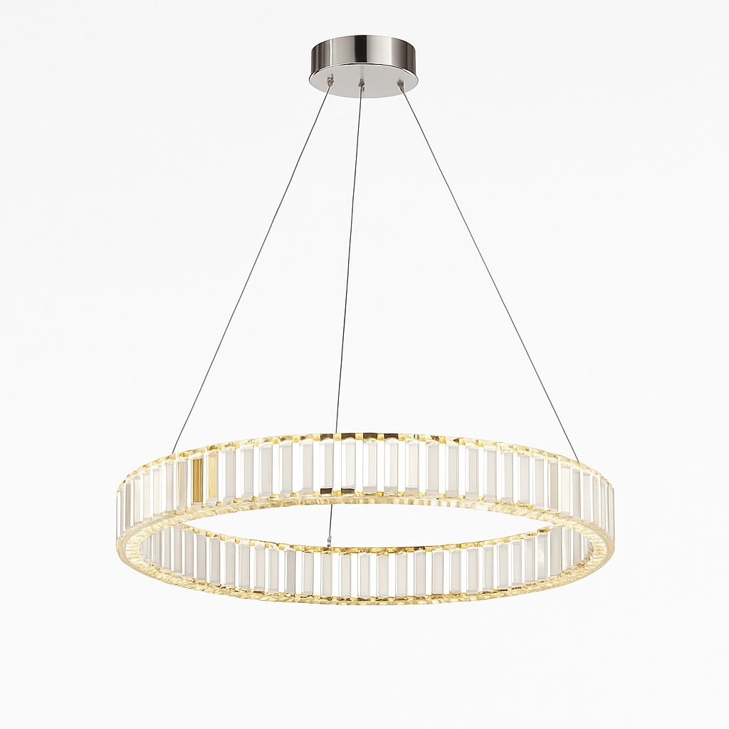 Suspension design dorée LED avec anneau en verre Luxury