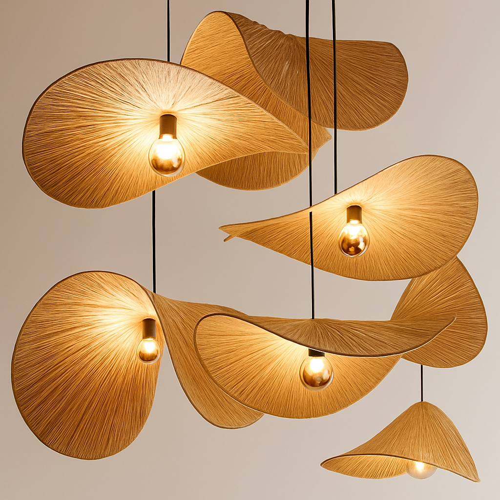 Suspension design en bambou tissé à la main