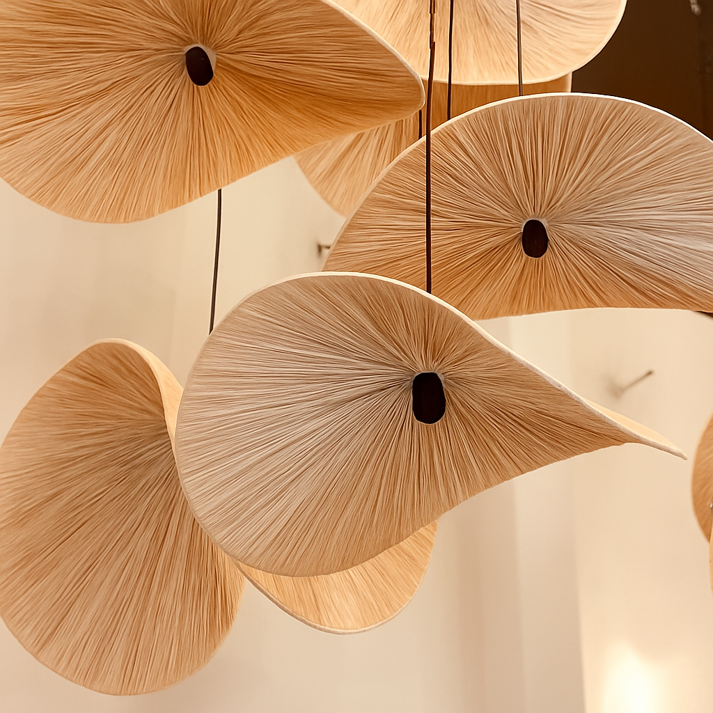 Suspension design en bambou tissé à la main