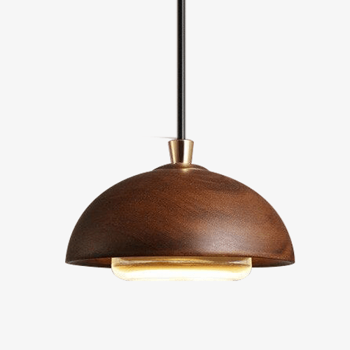 Suspension design en bois demi boule à LED