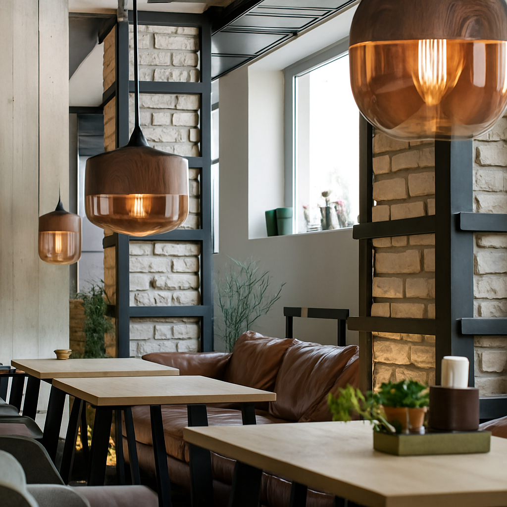 Suspension design en bois et verre Loft Retro