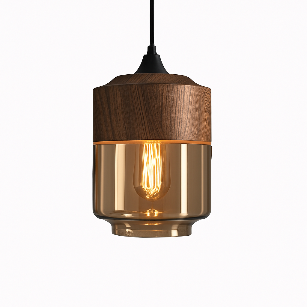 Suspension design en bois et verre Loft Retro