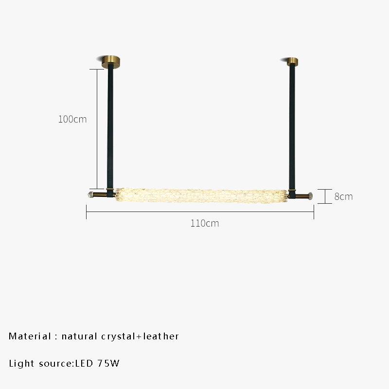 suspension design en cristal naturel avec ceinture en cuir