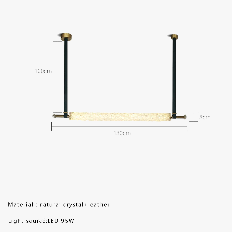 suspension design en cristal naturel avec ceinture en cuir