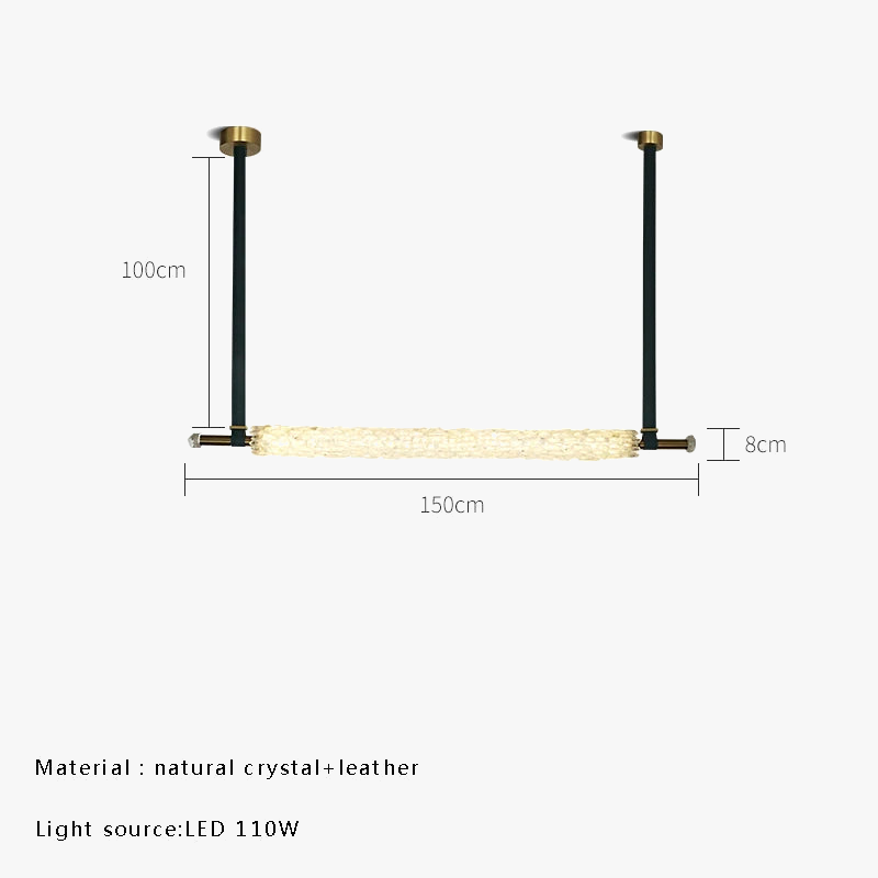 suspension design en cristal naturel avec ceinture en cuir