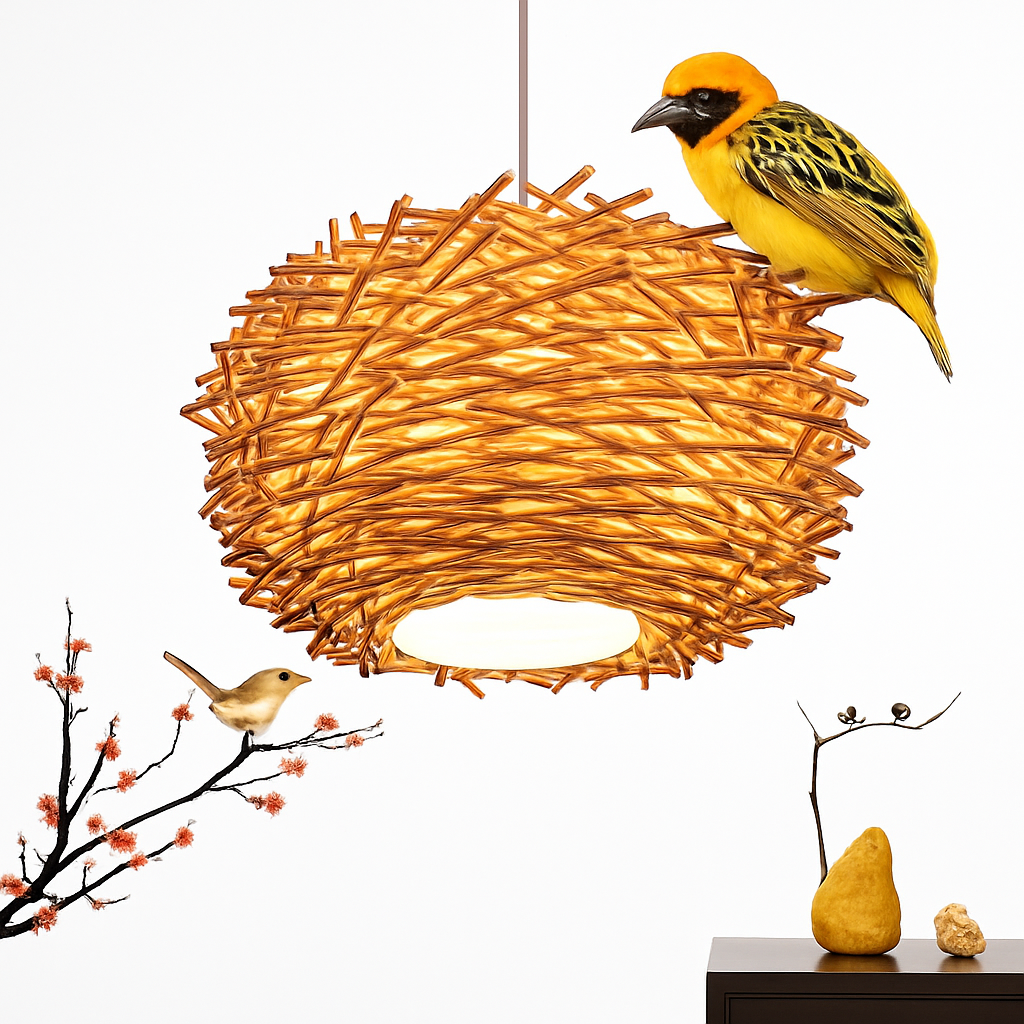 Suspension design en forme de nid d'oiseaux Rattan