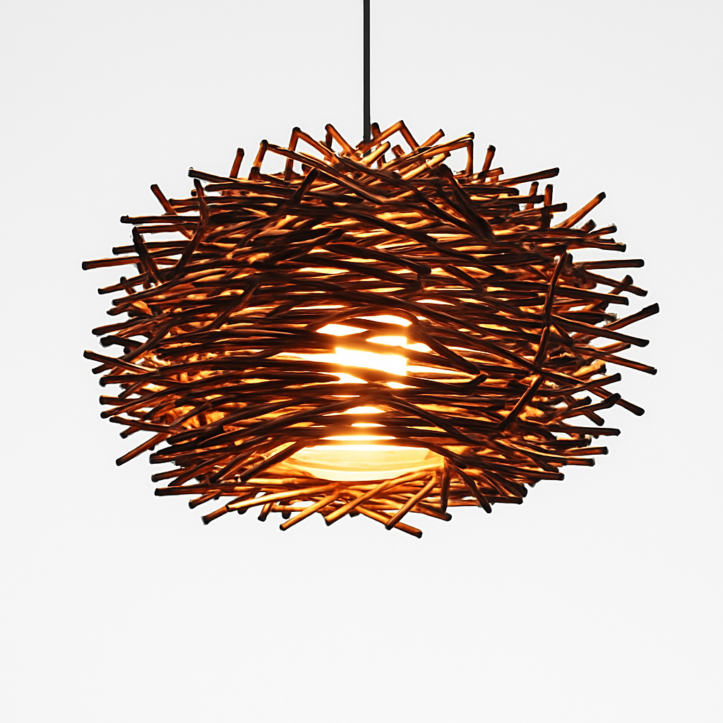 Suspension design en forme de nid d'oiseaux Rattan