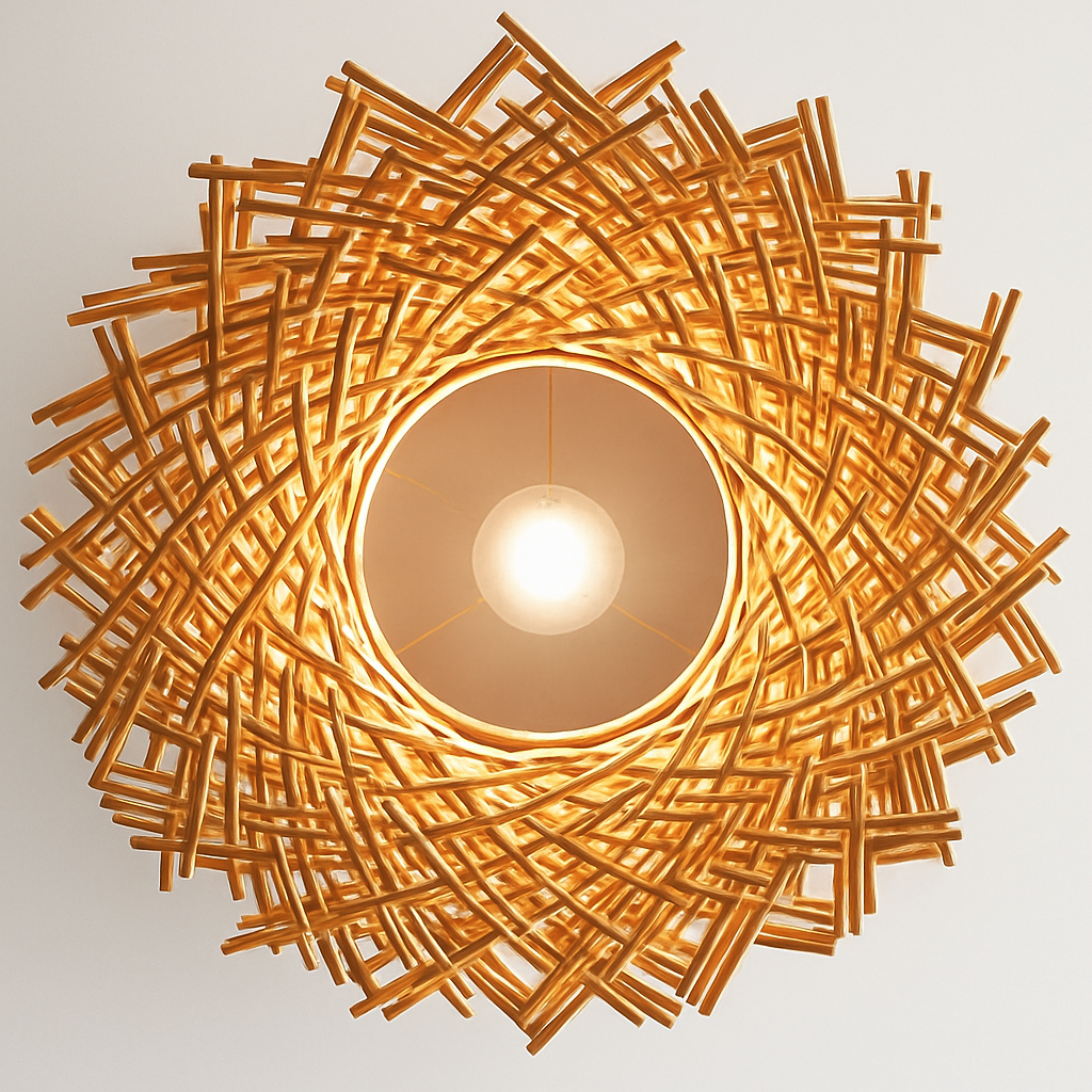 Suspension design en forme de nid d'oiseaux Rattan